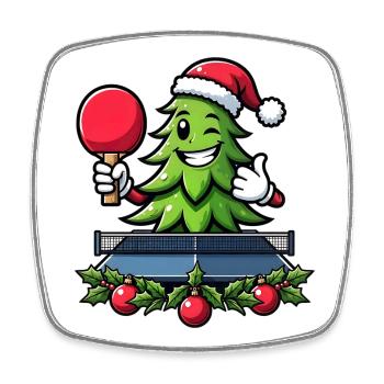 Tischtennis Weihnachtsbaum Kostüm Tannenbaum - Viereckiger Kühlschrankmagnet - Weiß - Vorne