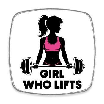 Bodybuilder Gym Girl Langhantel Power Beauty - Viereckiger Kühlschrankmagnet - Weiß - Vorne