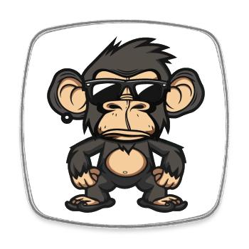 Affe Cool Comic - Viereckiger Kühlschrankmagnet - Weiß - Vorne