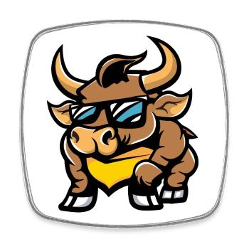 Stier Cool Comic - Viereckiger Kühlschrankmagnet - Weiß - Vorne