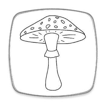 Fliegenpilz schwarzweiß - Viereckiger Kühlschrankmagnet - Weiß - Vorne