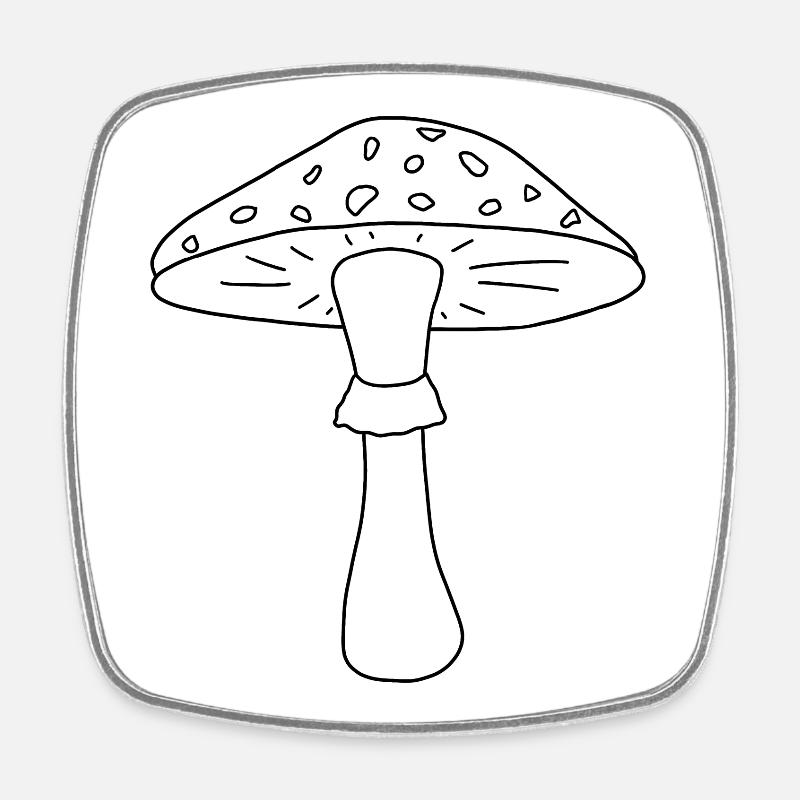 Champignon noir et blanc - Magnet carré - blanc
