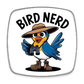 Explorateur nerd d’oiseau - Magnet carré - blanc - Devant
