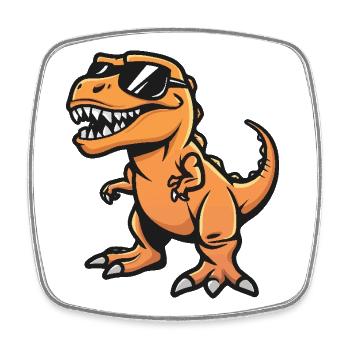 Dinosaur T-Rex Cool Comic - Square fridge magnet - white - Front