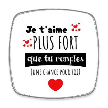 Je t'aime plus fort Cadeau Saint Valentin - Magnet carré - blanc - Devant