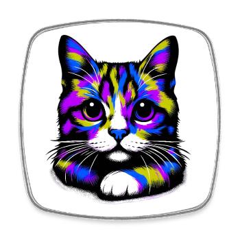 Cat - Square fridge magnet - white - Front