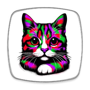 Katze - Viereckiger Kühlschrankmagnet - Weiß - Vorne