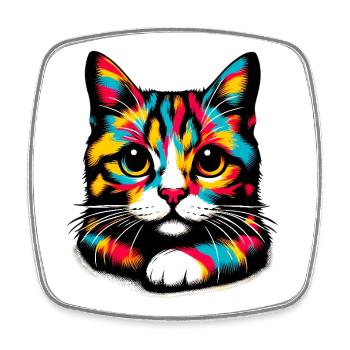 Cat - Square fridge magnet - white - Front