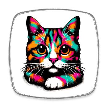 Katze - Viereckiger Kühlschrankmagnet - Weiß - Vorne