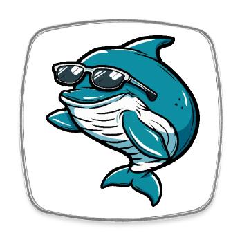 Whale Cool Comic - Square fridge magnet - white - Front