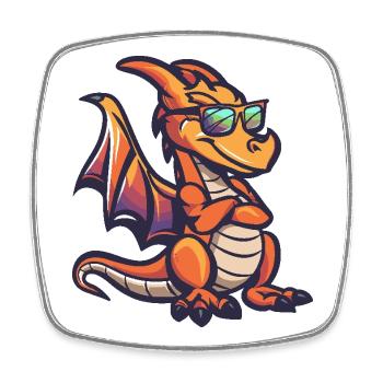 Drache Cool Comic - Viereckiger Kühlschrankmagnet - Weiß - Vorne