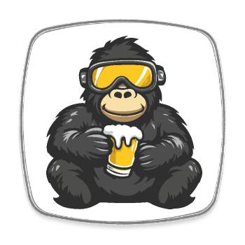 Gorilla Apres Ski Bier - Viereckiger Kühlschrankmagnet - Weiß - Vorne