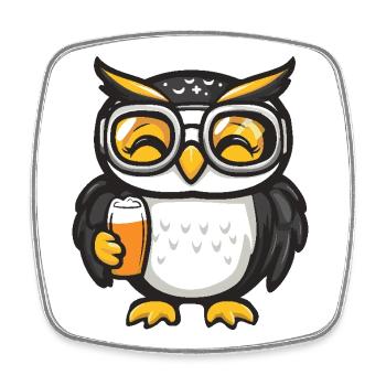 Eule Apres Ski Bier - Viereckiger Kühlschrankmagnet - Weiß - Vorne