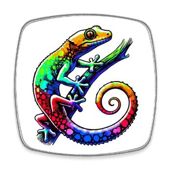 Gecko - Viereckiger Kühlschrankmagnet - Weiß - Vorne