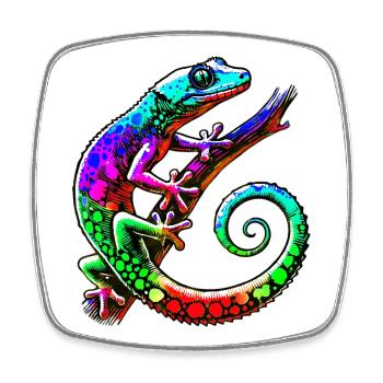 Gecko - Viereckiger Kühlschrankmagnet - Weiß - Vorne