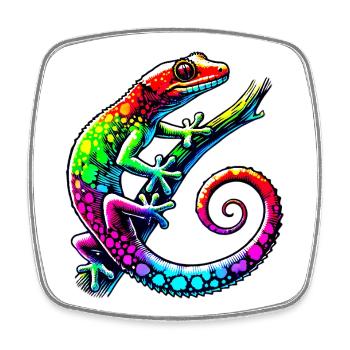 Gecko - Magnet carré - blanc - Devant