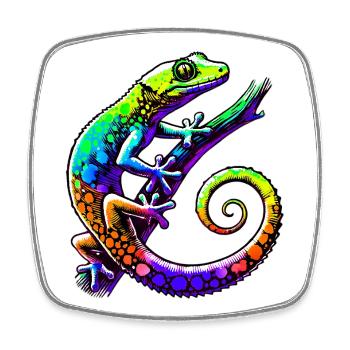 Gecko - Viereckiger Kühlschrankmagnet - Weiß - Vorne