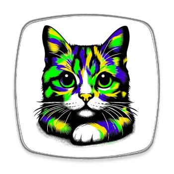 Cat - Square fridge magnet - white - Front