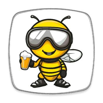 Bee après-ski beer - Square fridge magnet - white - Front