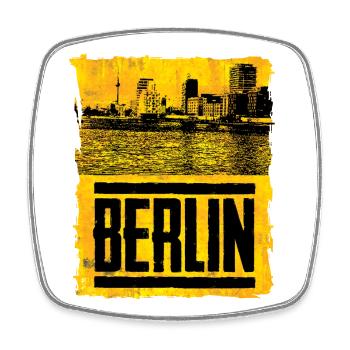La ligne d’horizon de Berlin dans un style rétro - Magnet carré - blanc - Devant