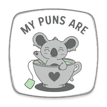 Koala Tea Puns - Square fridge magnet - white - Front