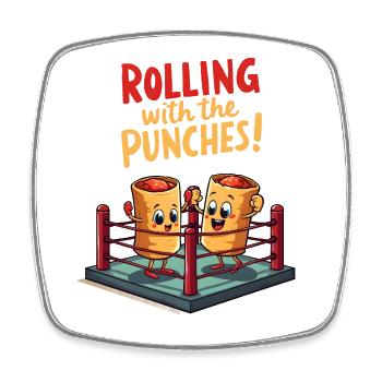 Rolling With The Punches - Square fridge magnet - white - Front