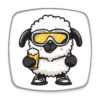 Schaf Apres Ski Bier Comic - Viereckiger Kühlschrankmagnet - Weiß - Vorne