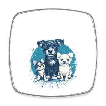 Bande à Papa: Chiots et Chien - Magnet carré - blanc - Devant