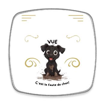 Chiot boueux et la faute au chat - Magnet carré - blanc - Devant