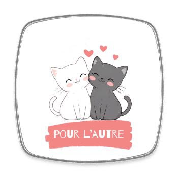 Félins amoureux pour l'autre - Magnet carré - blanc - Devant