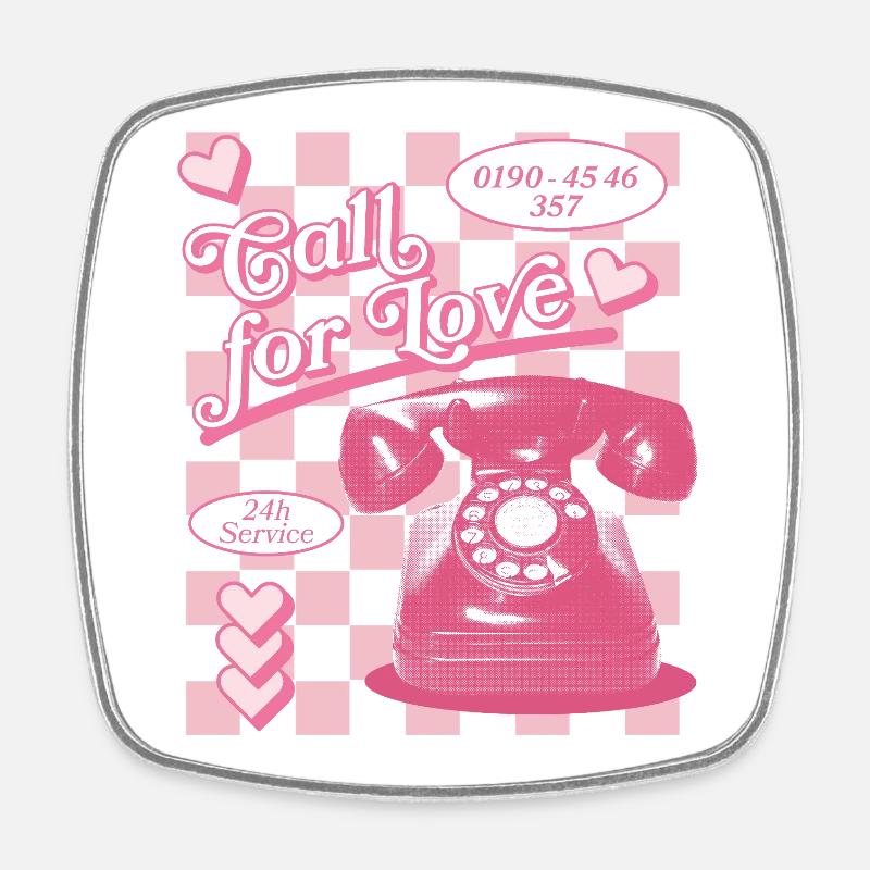 Call for Love Hotline Ästhetik - Viereckiger Kühlschrankmagnet - Weiß
