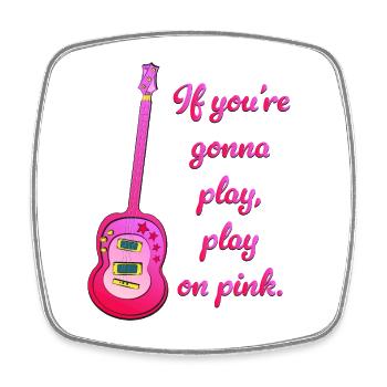 Spielen Sie auf pinker Gitarre! Werden Sie die Königin der Gitarre! - Viereckiger Kühlschrankmagnet - Weiß - Vorne