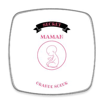 Secret Maman Grande Sœur - Magnet carré - blanc - Devant