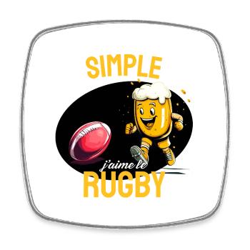 Rugby et Apéro Cartoon Bière - Magnet carré - blanc - Devant