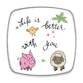 Bauernhof, life is better with you - Viereckiger Kühlschrankmagnet - Weiß - Vorne