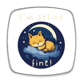 Feline Fine Moonlit Kitten - Viereckiger Kühlschrankmagnet - Weiß - Vorne