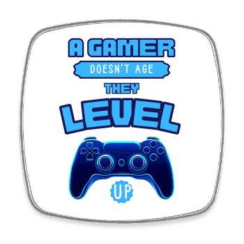 Gamer Level Up Neon-Controller - Viereckiger Kühlschrankmagnet - Weiß - Vorne