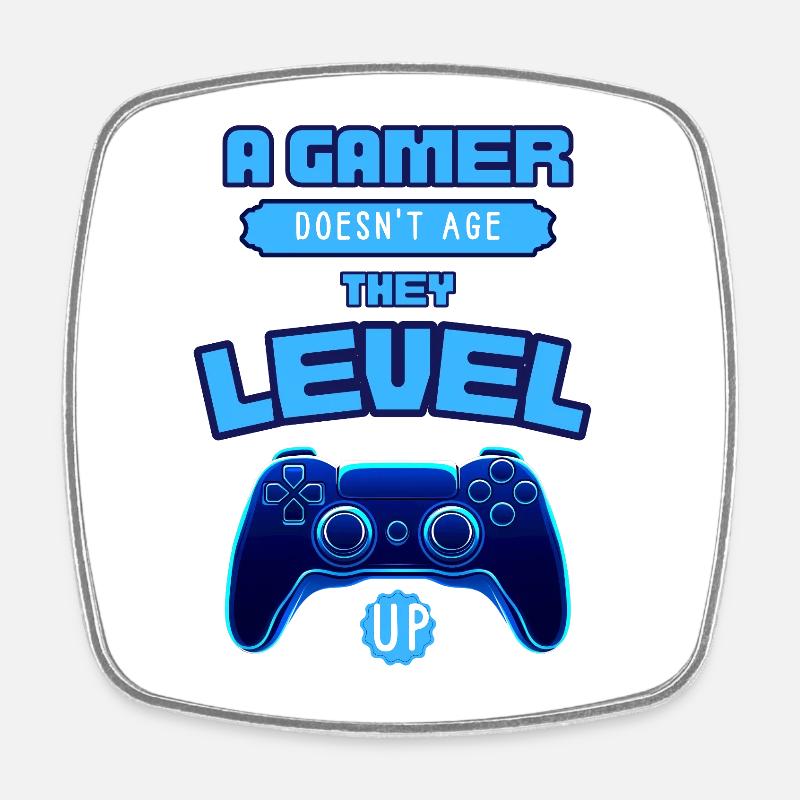 Gamer Level Up Neon Controller - Square fridge magnet - white