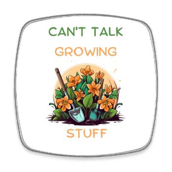 Kann nicht über das Anbauen sprechen Garten-Blumen-Tee - Viereckiger Kühlschrankmagnet - Weiß - Vorne
