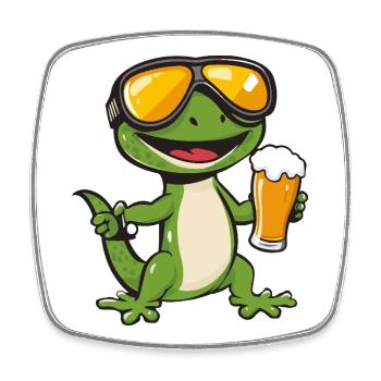 Lizard Après-Ski Bière Bande Dessinée - Magnet carré - blanc - Devant