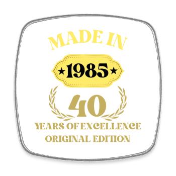 Made in 1985 40th Anniversary - Square fridge magnet - white - Front