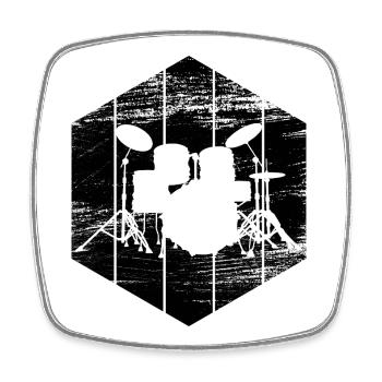 Drum Sketch - Square fridge magnet - white - Front