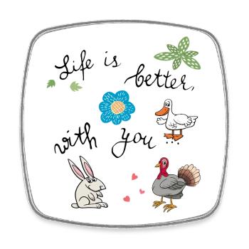 life is better with you - Viereckiger Kühlschrankmagnet - Weiß - Vorne