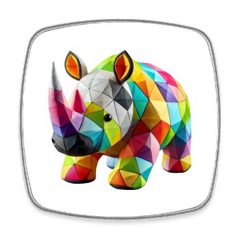 rhinocéros rhino polygones patchwork - Magnet carré - blanc - Devant
