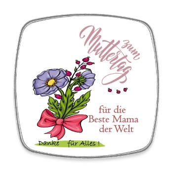 Muttertag, beste Mama der Welt - Viereckiger Kühlschrankmagnet - Weiß - Vorne