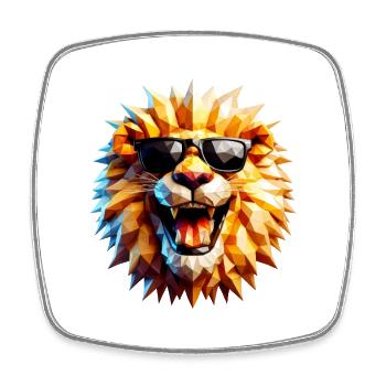 tête de lion cool lunettes de soleil - Magnet carré - blanc - Devant