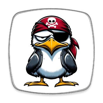 Seagull Pirate Eye Blindfold - Square fridge magnet - white - Front