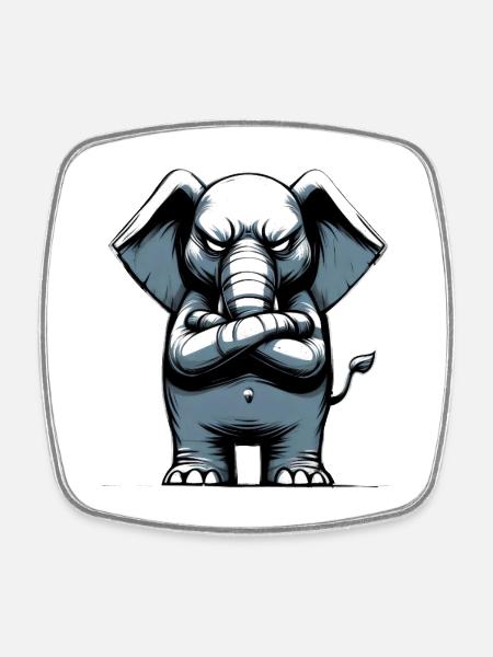 elephant bad guy - Magnet carré - blanc