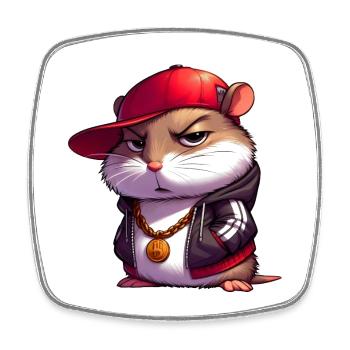 hamster hiphop - Magnet carré - blanc - Devant