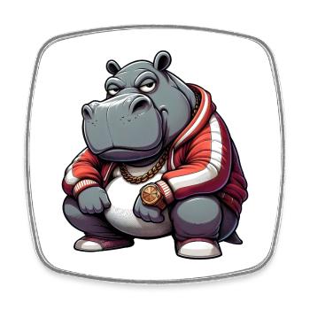 hiphop potame hippopotame - Magnet carré - blanc - Devant